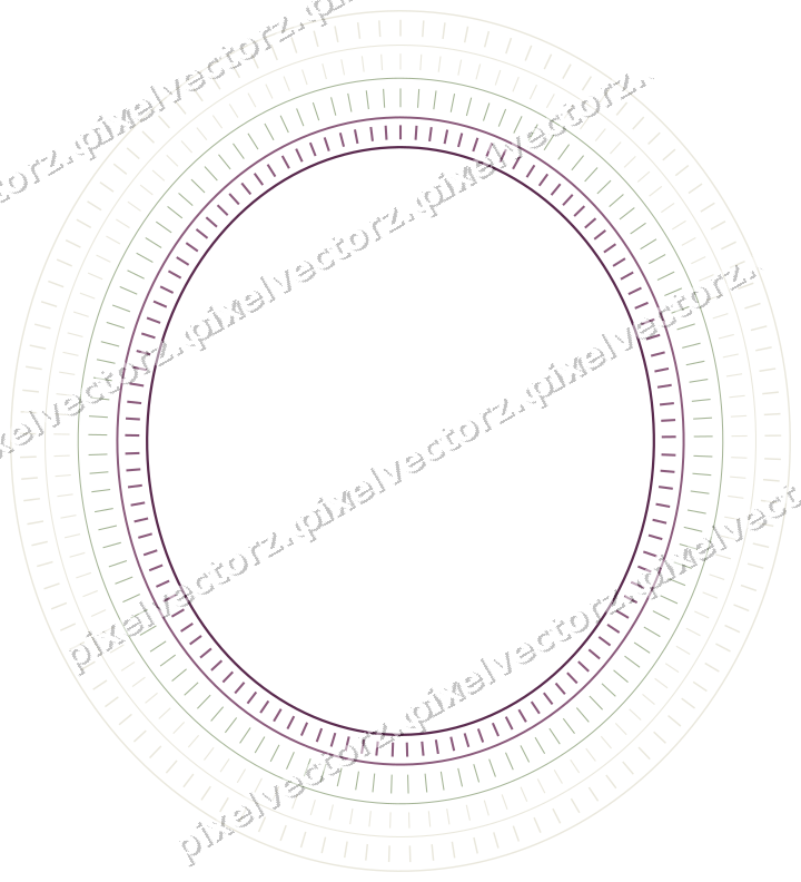 Decorative line art frame in dark magenta and lime with oval