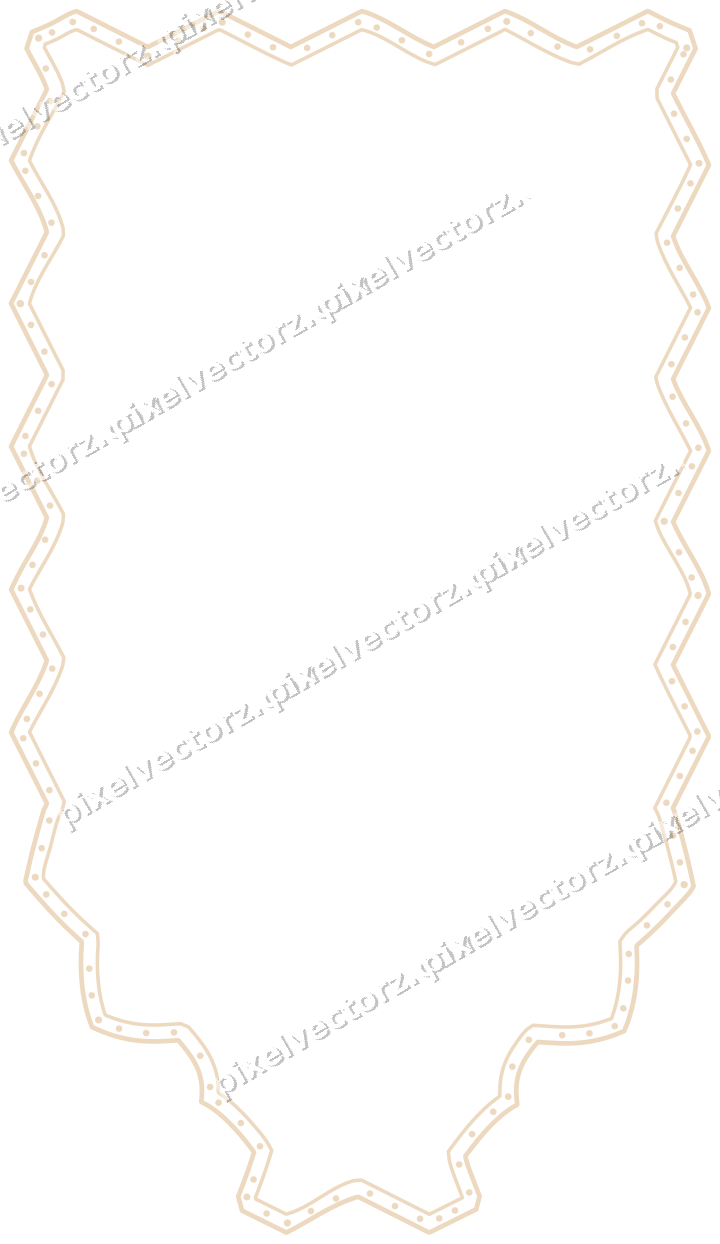 Decorative line art frame in dark green and orange with label plaque