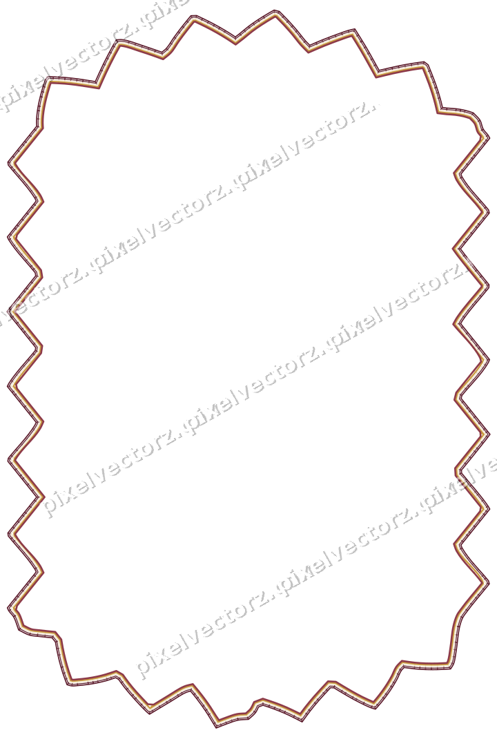 Decorative line art frame in dark pink and amber with label plaque