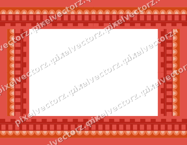 Decorative picture frame border in red and orange with scale band