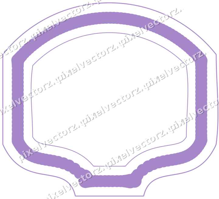 Decorative line art frame in purple and blue with label plaque