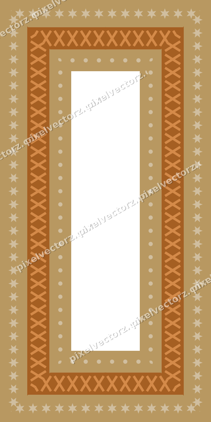 Decorative picture frame border in orange and amber with cross band