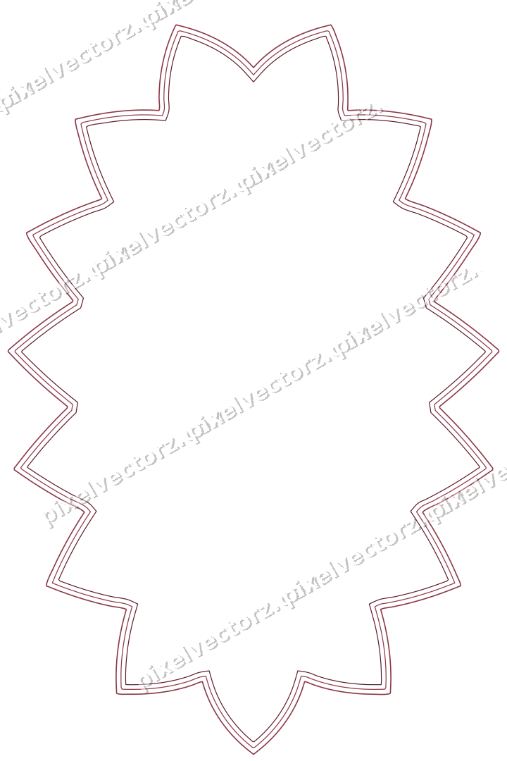 Decorative line art frame in dark pink and amber with oval