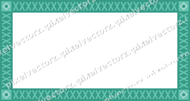 Decorative picture frame border in green and teal with cross band