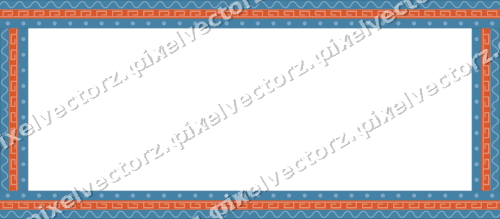 Decorative picture frame border in orange and cyan with wave band