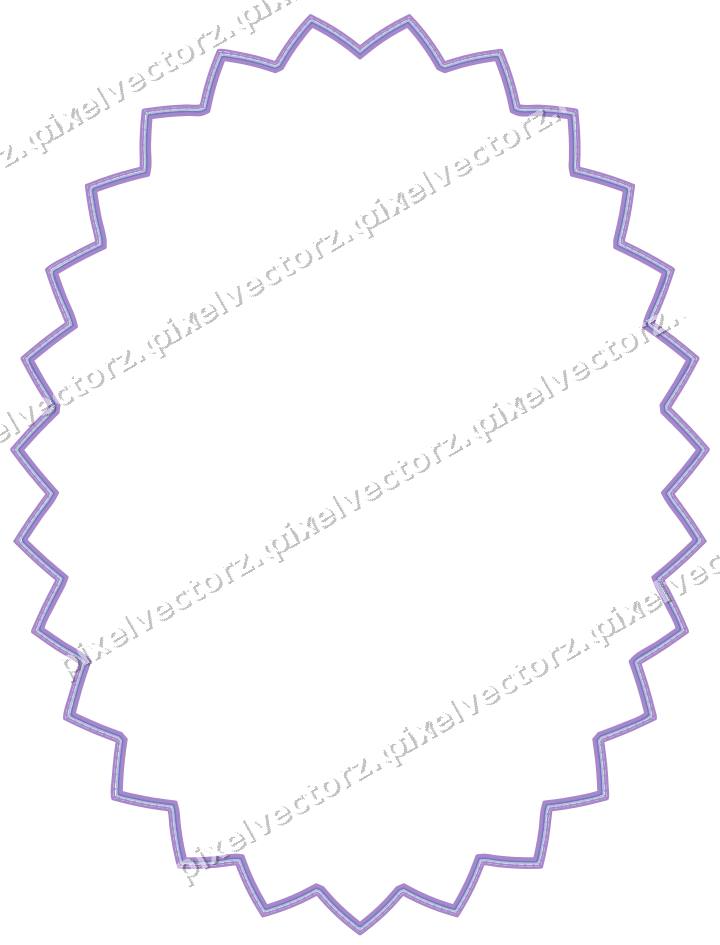 Decorative line art frame in purple and blue with oval and zigzag edge