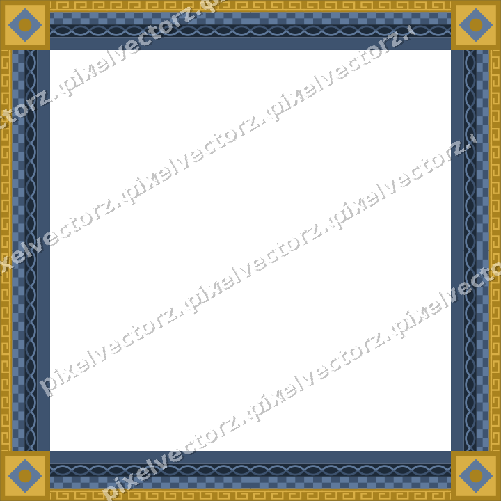 Decorative picture frame border in amber and green with greek key