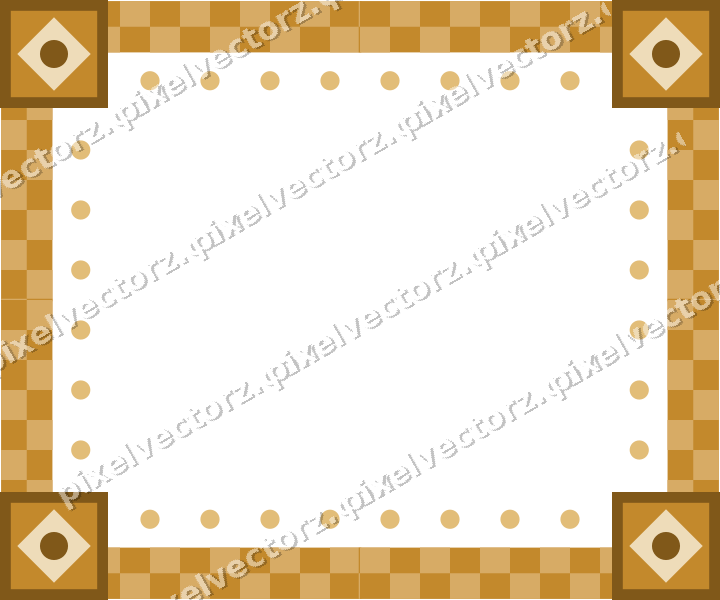 Decorative picture frame border in amber and dark teal with dot row