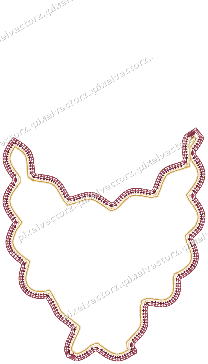 Decorative line art frame in dark pink and amber with label plaque