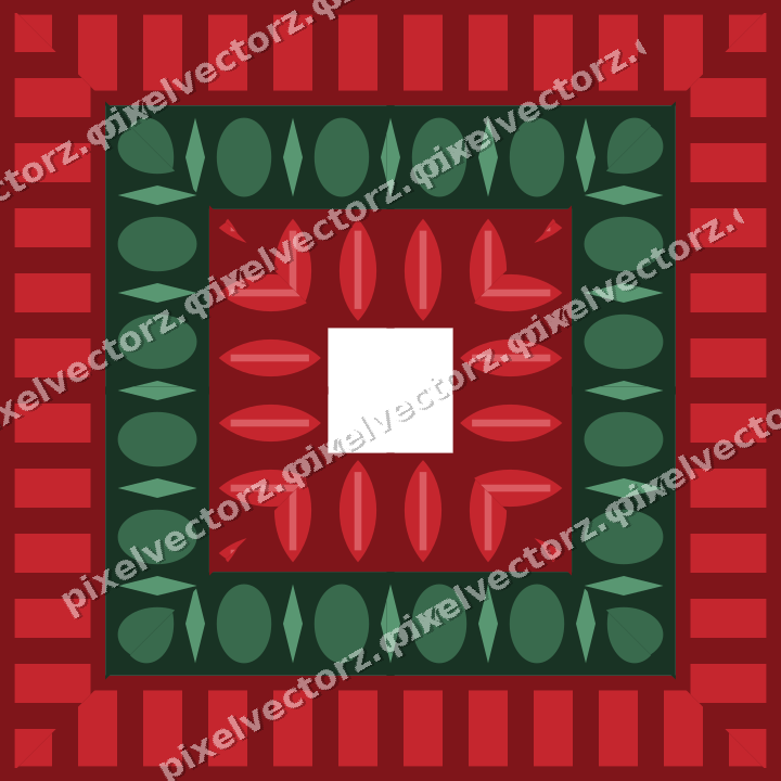 Decorative picture frame border in dark green and red with dentil
