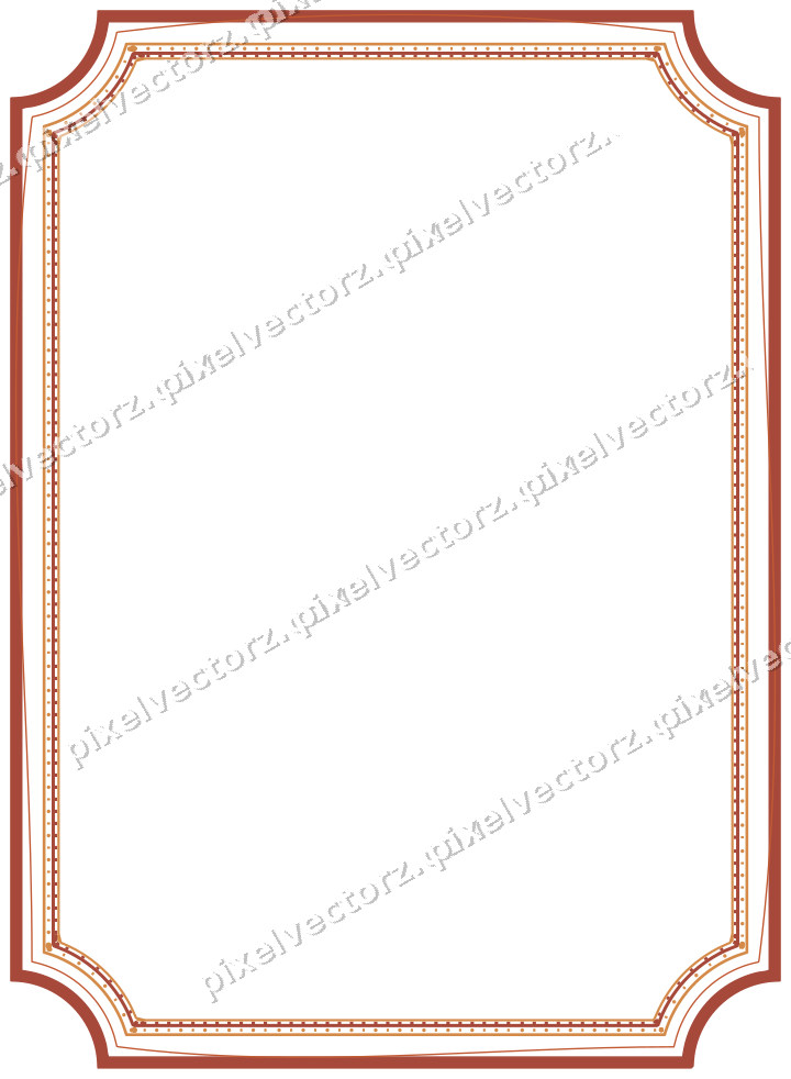 Decorative line art frame in orange and amber with label plaque