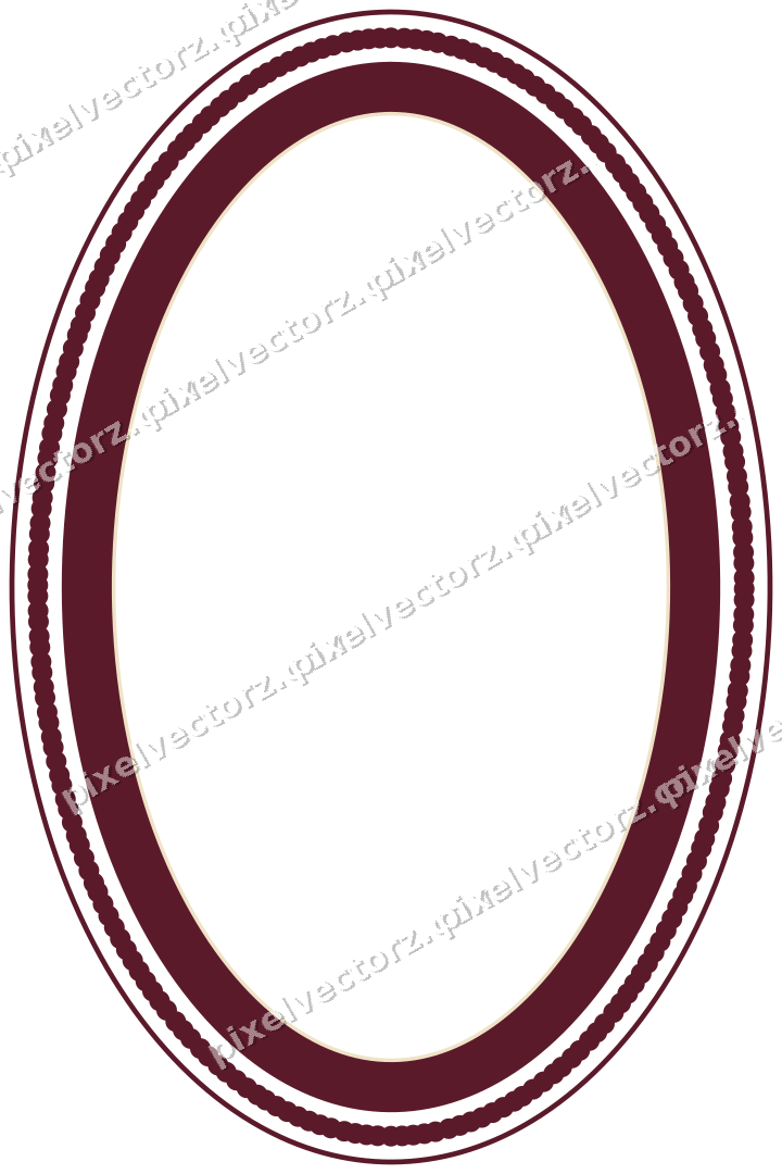 Decorative line art frame in dark pink and amber with oval
