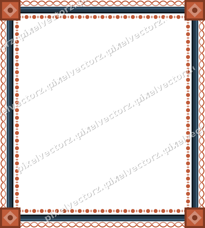 Decorative picture frame border in orange and cyan with guilloche