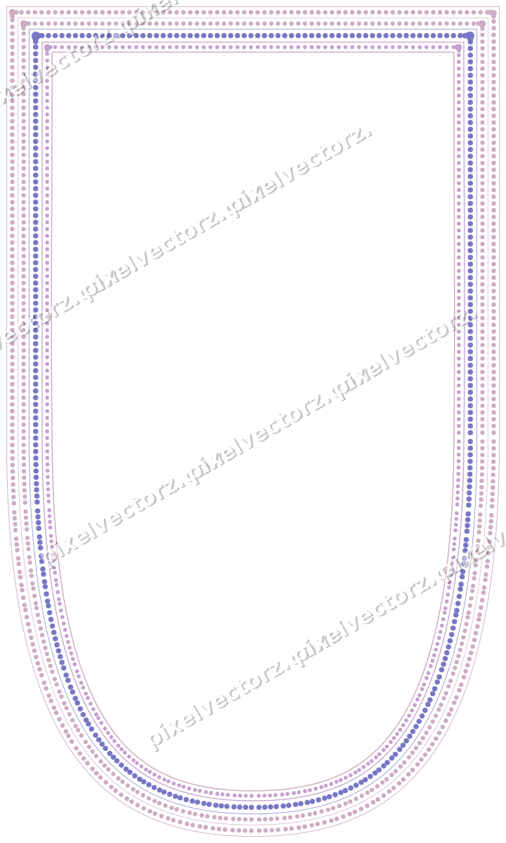 Decorative line art frame in purple and blue with shield
