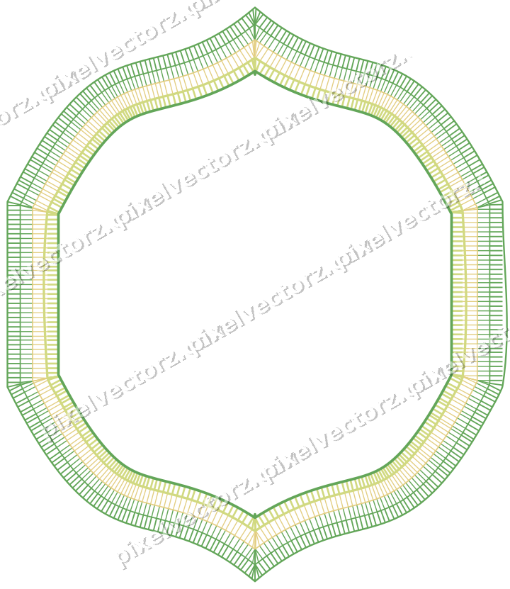Decorative line art frame in lime and yellow with label plaque