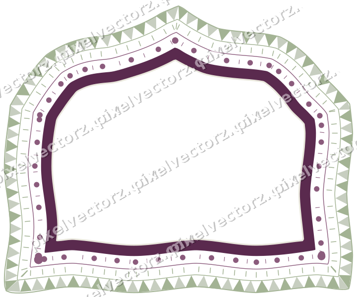 Decorative line art frame in dark magenta and lime with label plaque