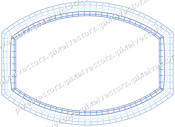 Decorative line art frame in blue and cyan with label plaque