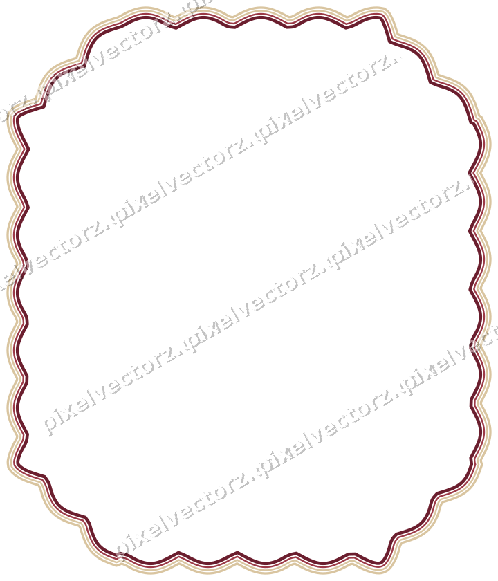 Decorative line art frame in dark pink and red with label plaque