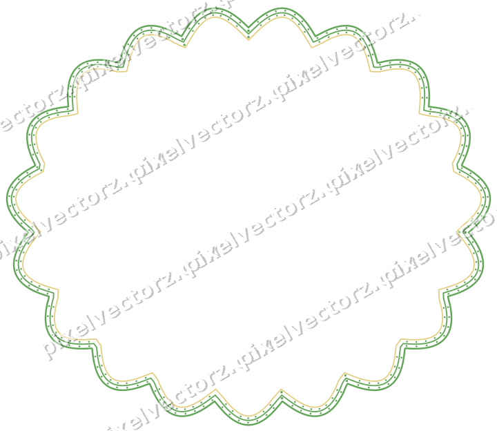 Decorative line art frame in lime and yellow with oval