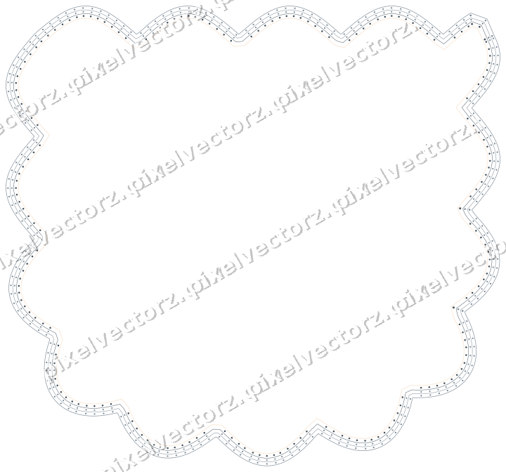 Decorative line art frame in blue and orange with shield
