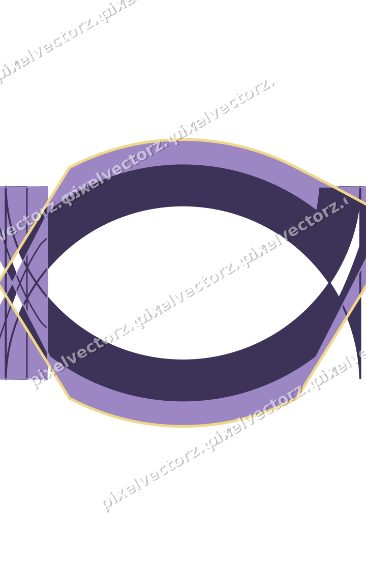 Decorative line art frame in amber and purple with label plaque