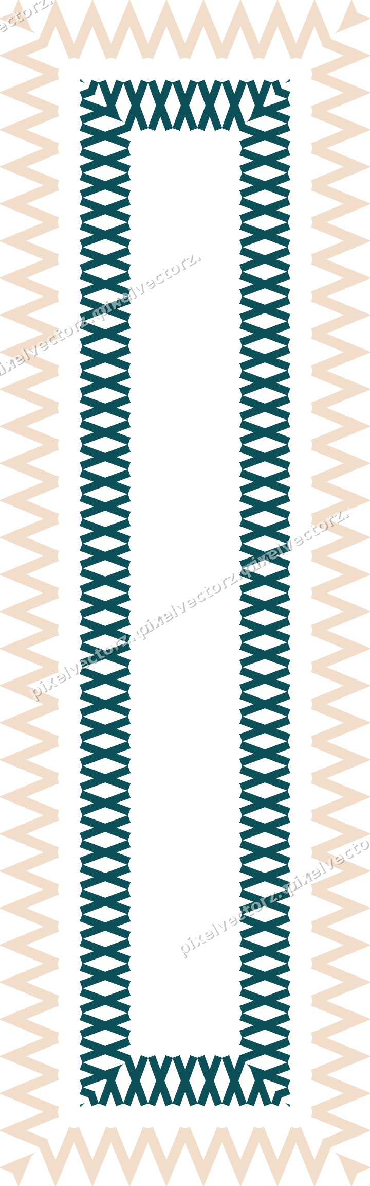 Decorative picture frame border in dark teal with cross band