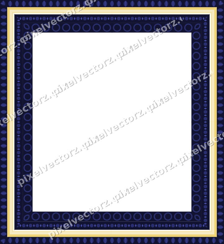 Decorative picture frame border in dark blue with leaf moulding