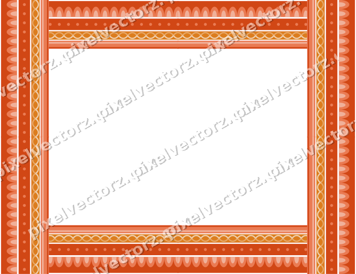 Decorative picture frame border in red and orange with guilloche