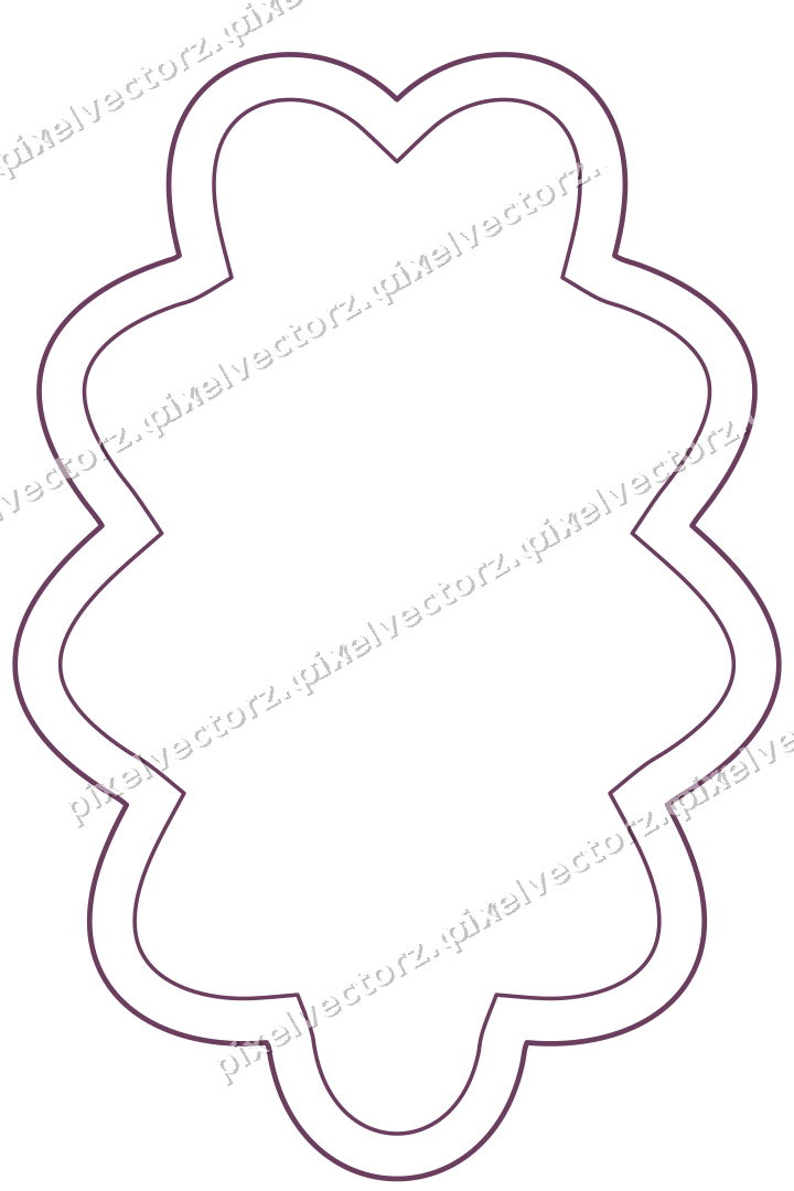 Decorative line art frame in dark magenta and amber with oval