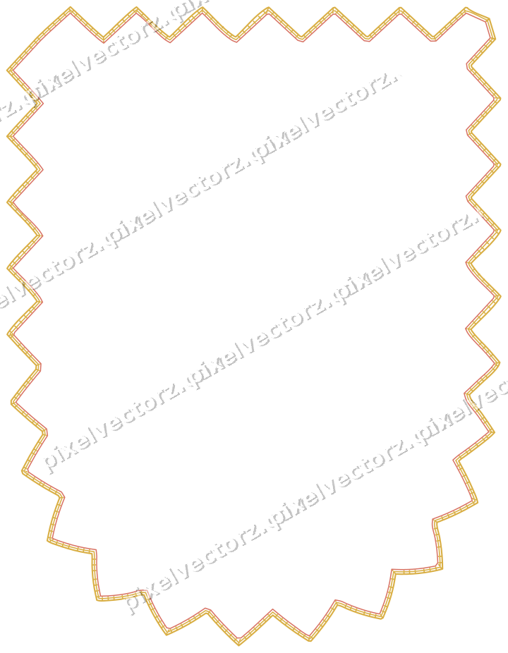 Decorative line art frame in amber and green with shield