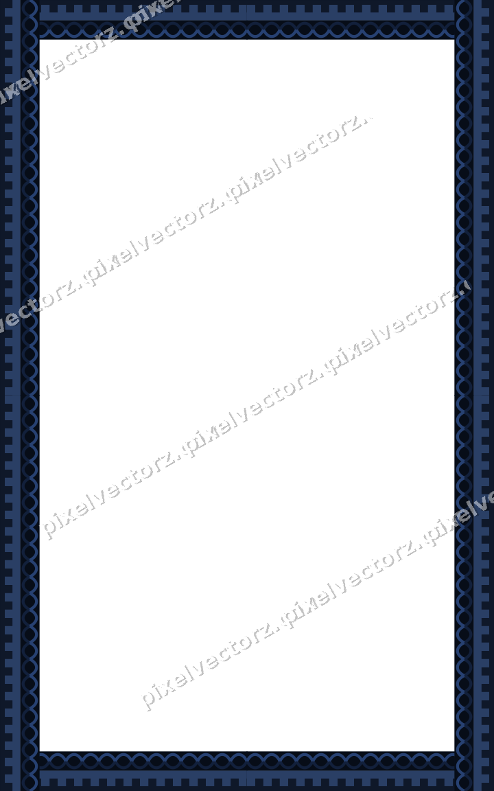Decorative picture frame border in dark blue and white with step band
