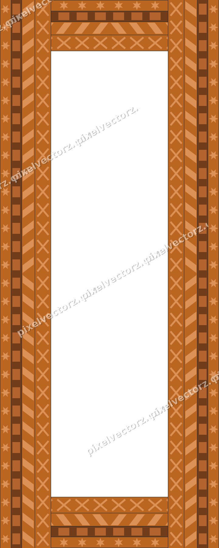 Decorative picture frame border in orange and teal with star band