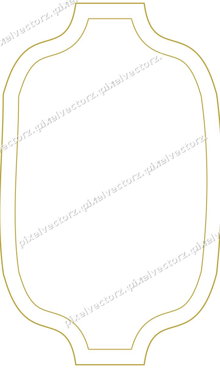 Decorative line art frame in amber and pale orange with label plaque