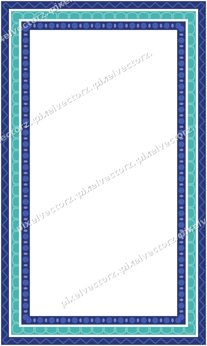 Decorative picture frame border in blue and cyan with arcade frieze
