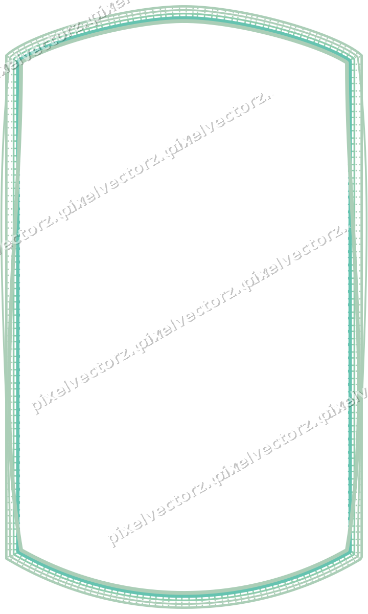 Decorative line art frame in green and teal with label plaque
