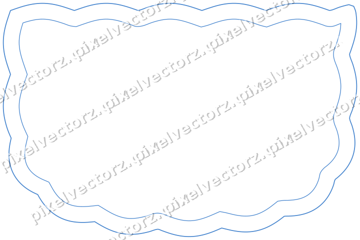 Decorative line art frame in blue and cyan with shield
