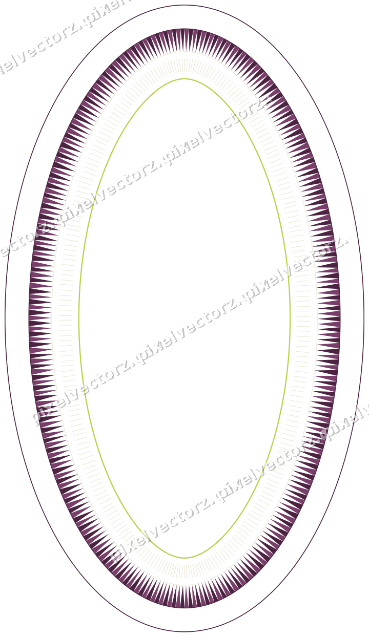 Decorative line art frame in dark magenta and lime with oval