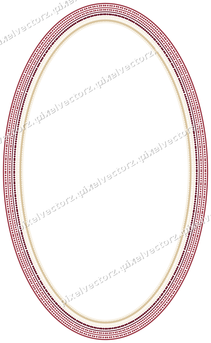 Decorative line art frame in dark pink and red with oval