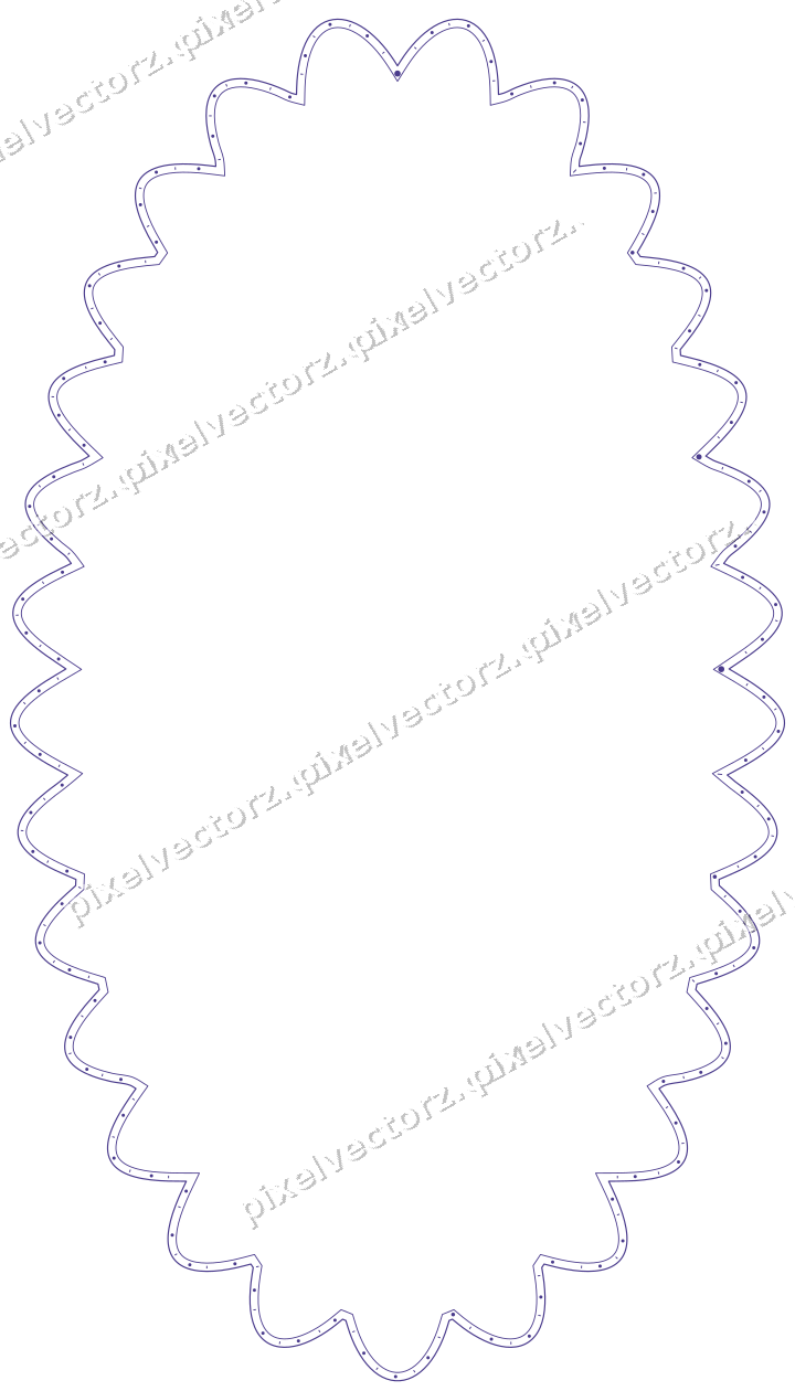 Decorative line art frame in orange and blue with oval