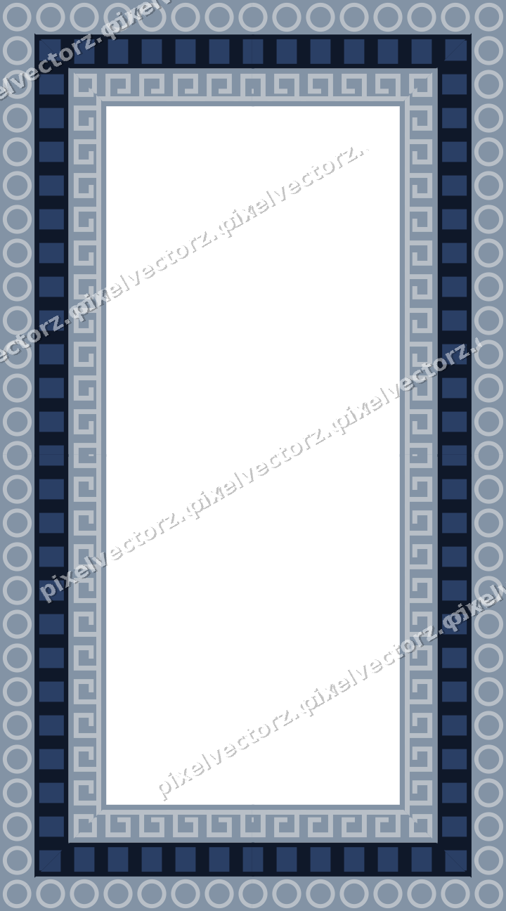 Decorative picture frame border in dark blue and white with ring chain