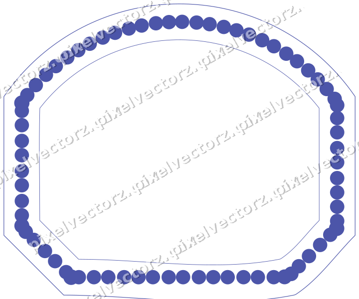 Decorative line art frame in dark blue and amber with label plaque