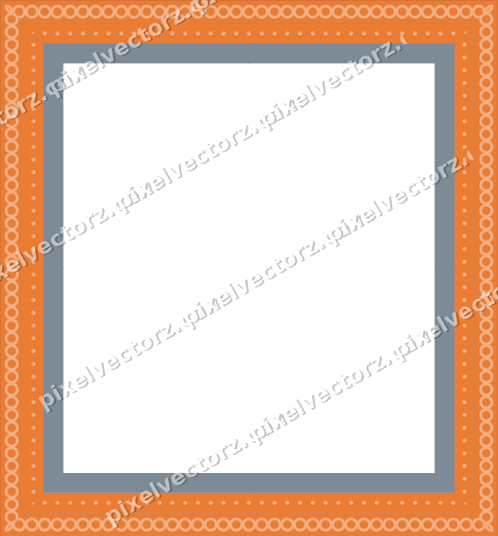 Decorative picture frame border in blue and orange with dot row