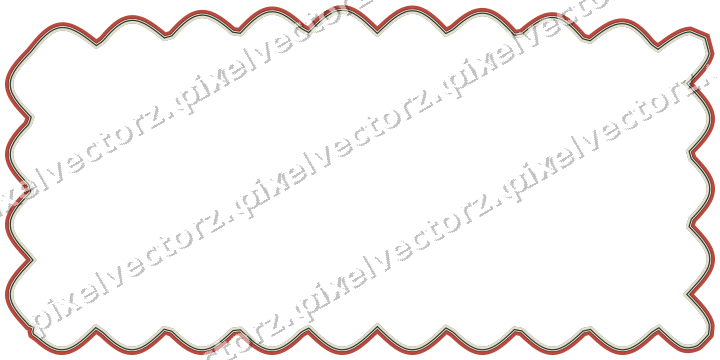 Decorative line art frame in dark red and dark green with label plaque