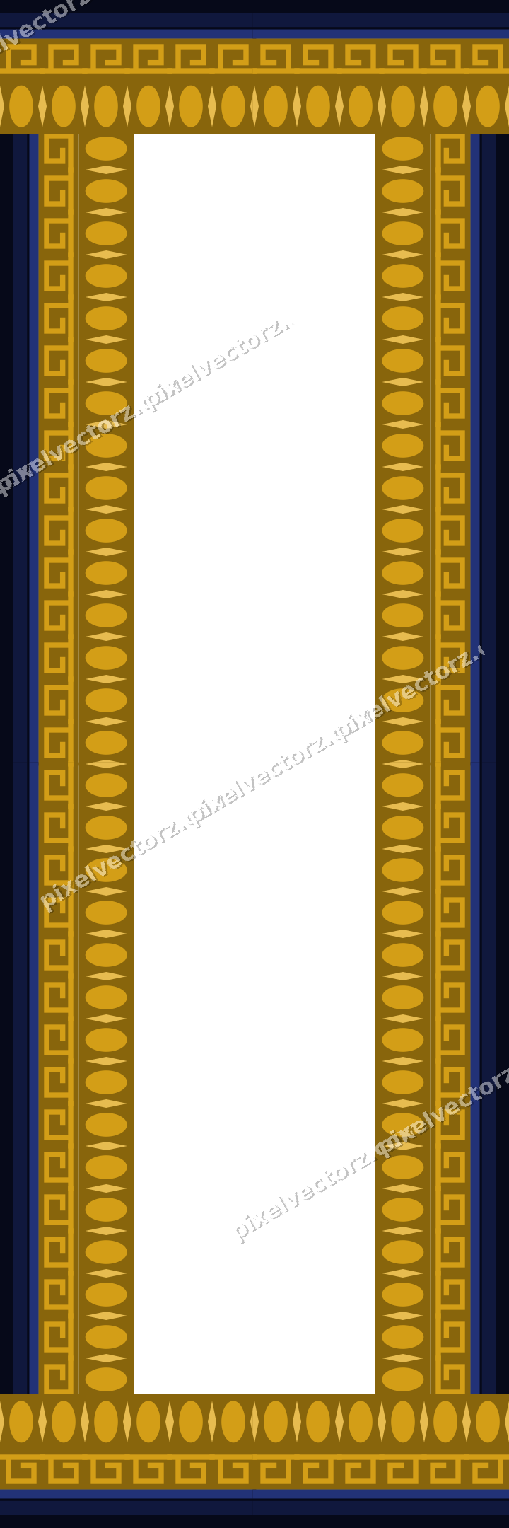 Decorative picture frame border in amber and blue with greek key