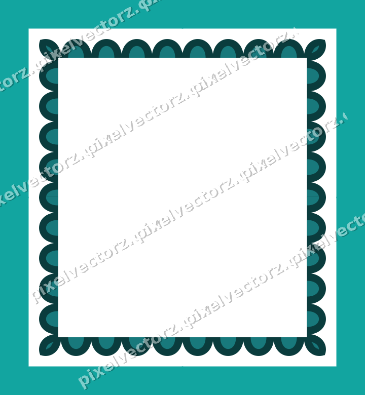 Decorative picture frame border in orange and teal with scale band