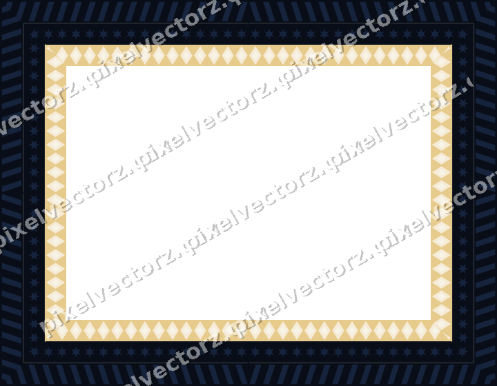 Decorative picture frame border in dark blue and amber with star band