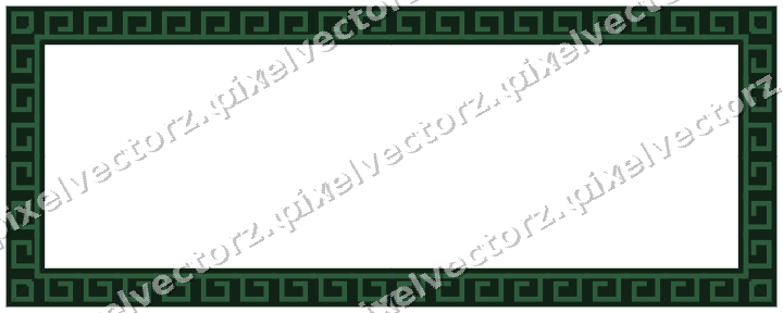 Decorative picture frame border in dark green and amber with greek key