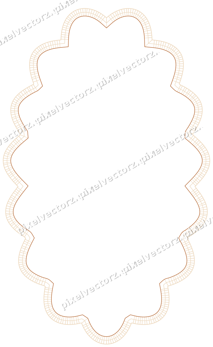 Decorative line art frame in dark green and orange with oval