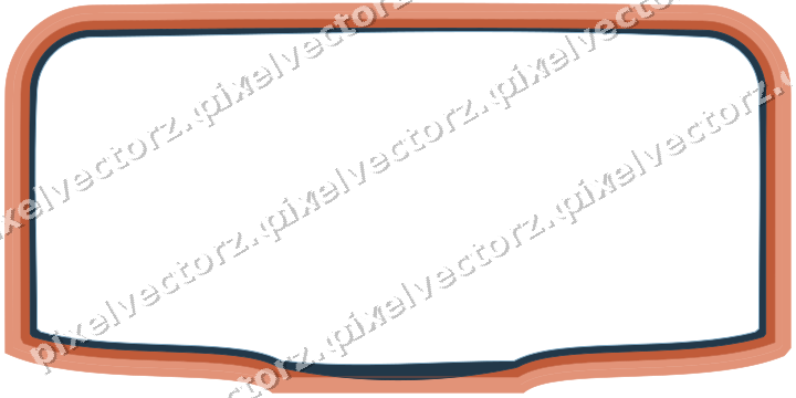 Decorative line art frame in orange and cyan with label plaque