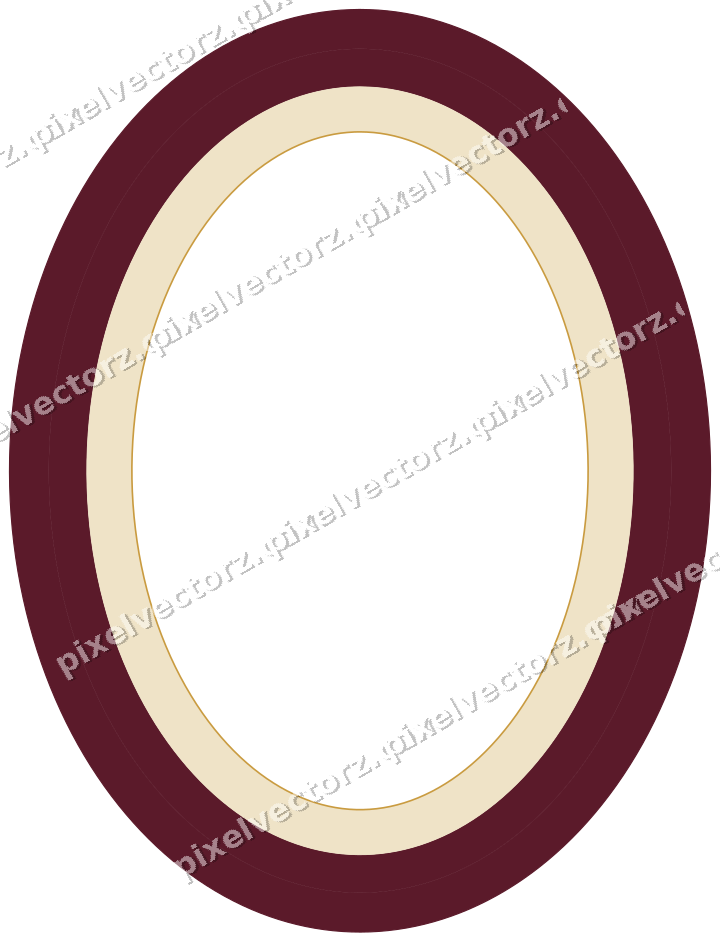 Decorative line art frame in dark pink and amber with oval